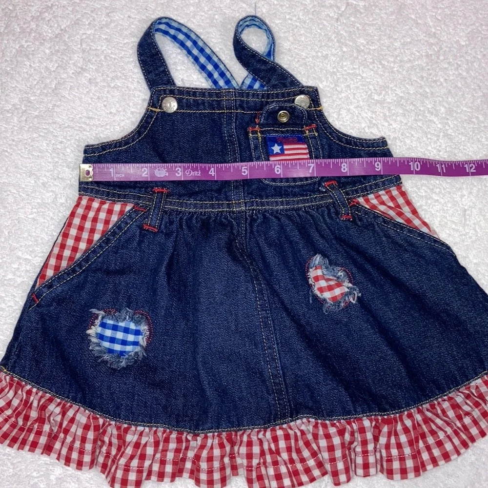 The children’s place red check denim jumper and bloomers 6/9m